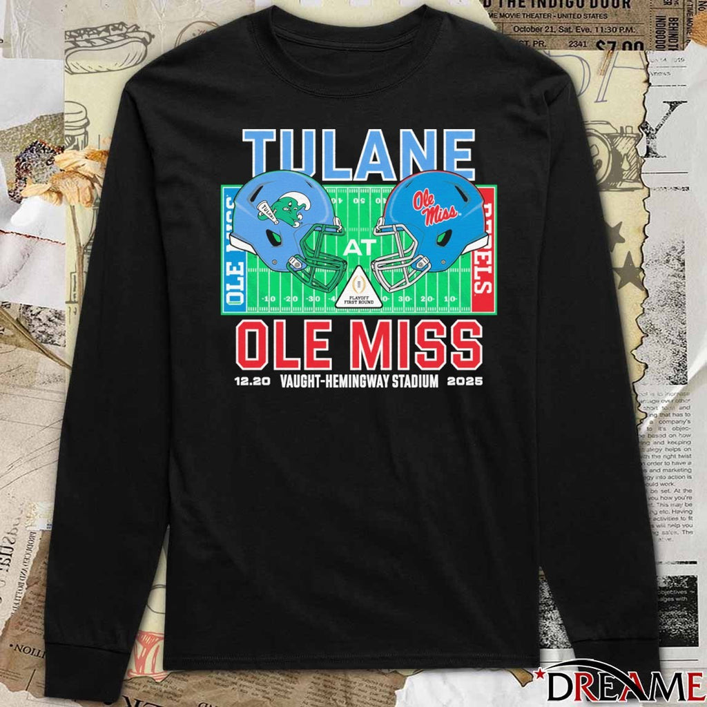 Tulane vs. Ole Miss 2025 College Football Playoff 12.20 Vaught-Hemingway Stadium t-shirt