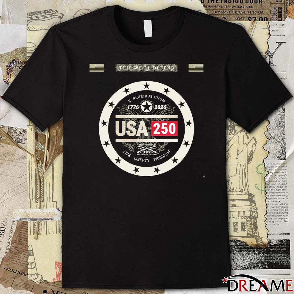 U.S. Army’s 250th Anniversary 1776-2026 E Pluribus Unum Life, Liberty, Freedom Logo t-shirt