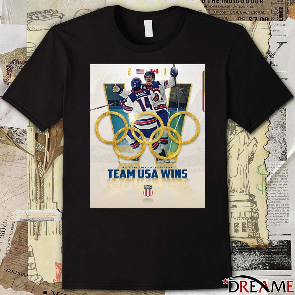 U.S. Olympic Men’s Ice Hockey Team Team USA Wins Canada Final 2-1 Poster t-shirt