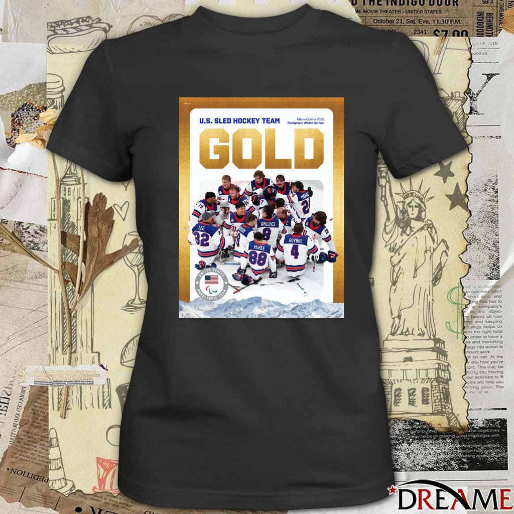U.S. Sled Hockey Team Milano Cortina 2026 Paralympic Winter Games Gold Medal t-shirt