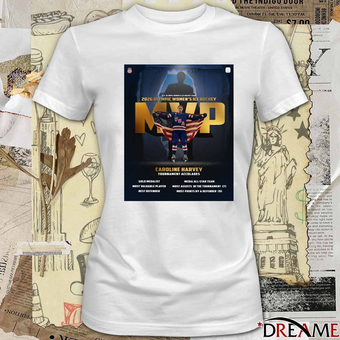 U.s. Olympic Women’s Ice Hockey Team 2026 Olympic Women’s Ice Hockey MVP Caroline Harvey Tournament Accolades t-shirt