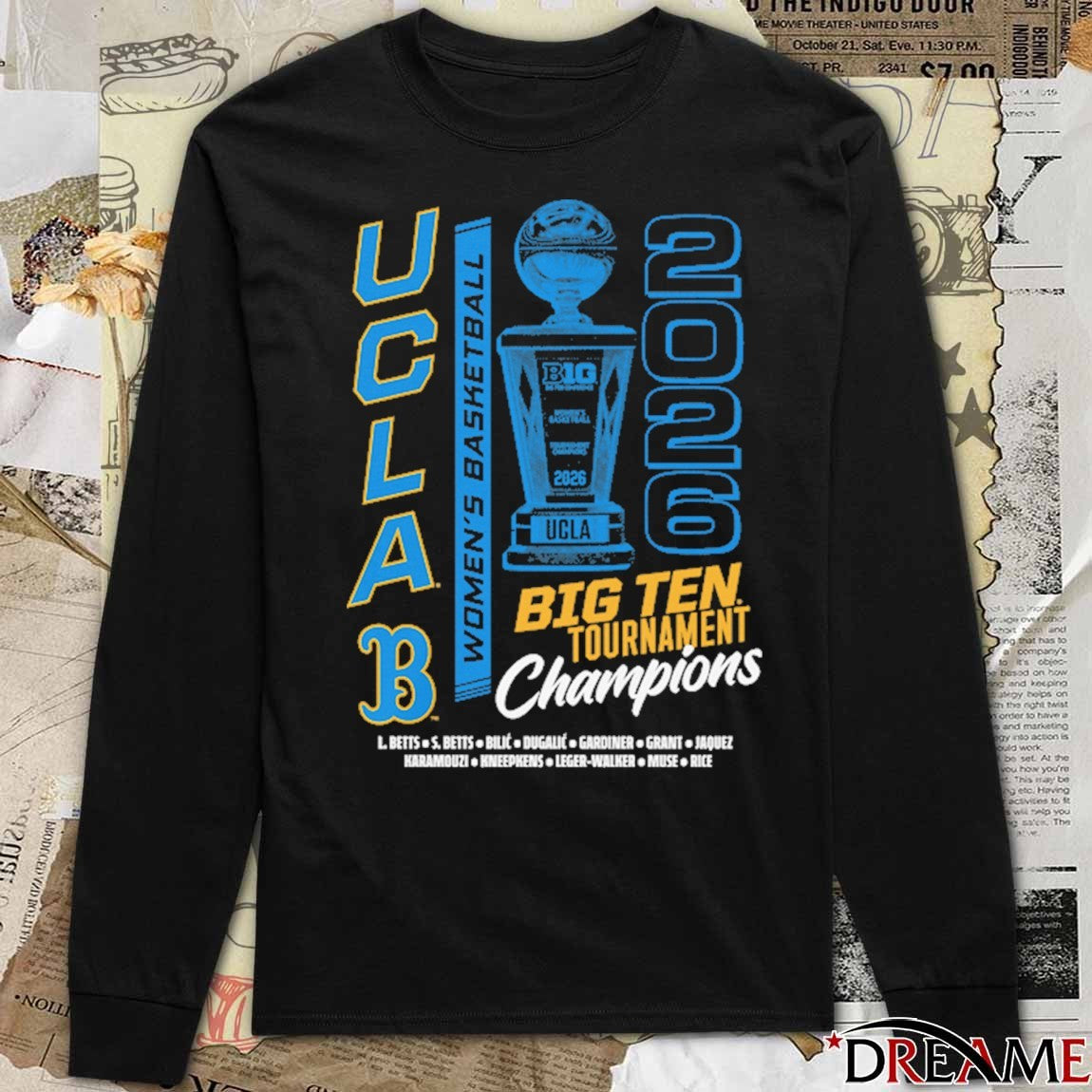 UCLA Bruins Women’s Basketball 2026 Big Ten Tournament Champions Trophy t-shirt