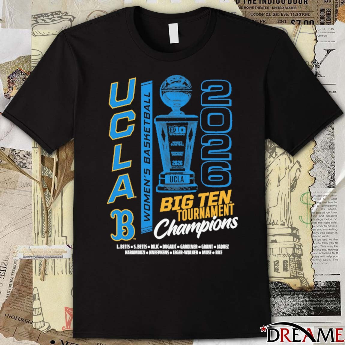 UCLA Bruins Women’s Basketball 2026 Big Ten Tournament Champions Trophy t-shirt