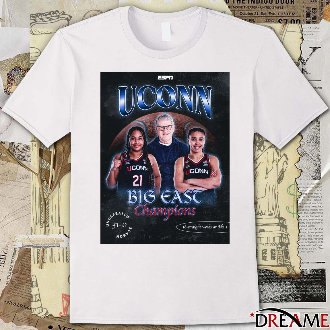 UConn Huskies Women’s Basketball 2026 Big East Champions 18-Straight Weeks At No 1 Poster t-shirt
