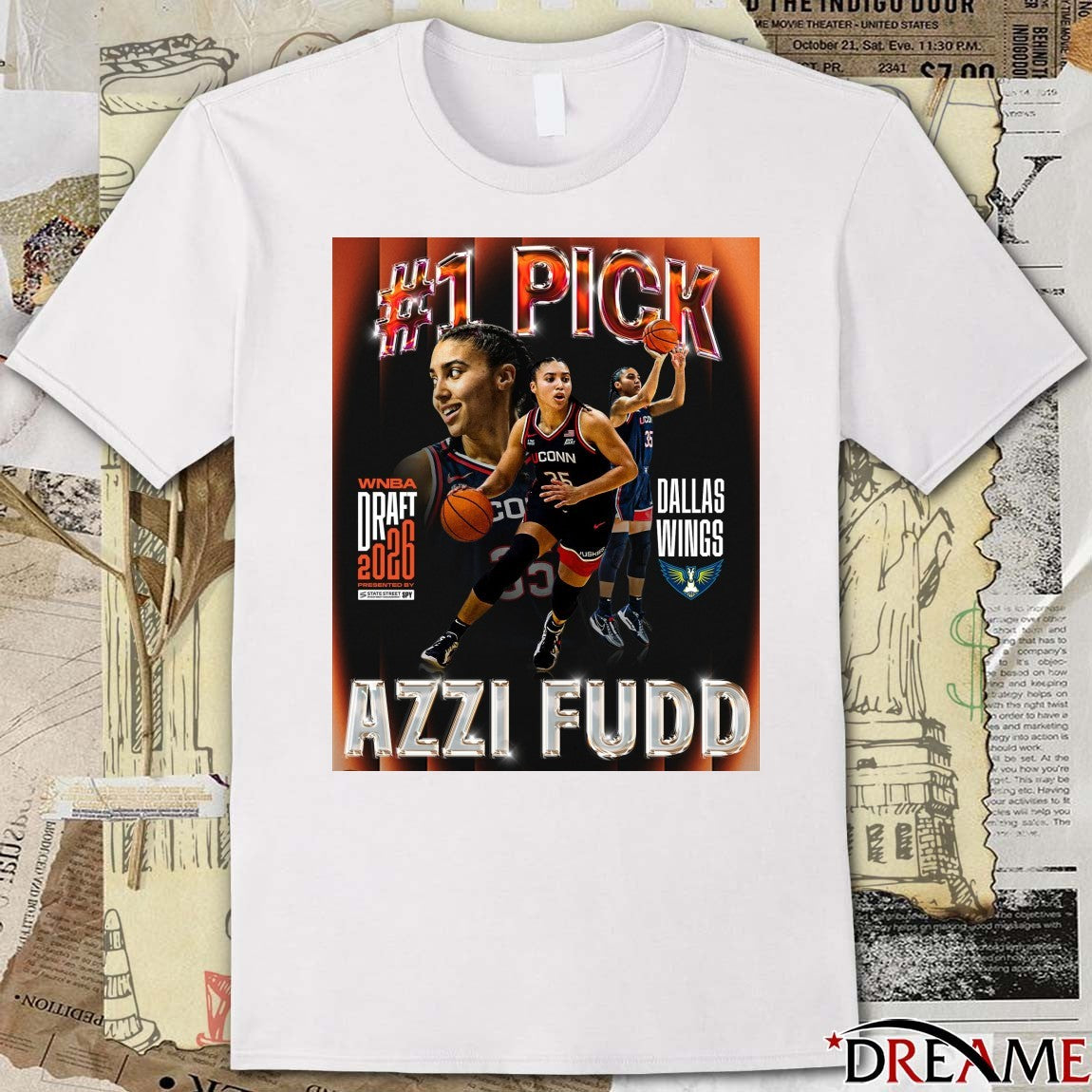 UConn Huskies basketball Azzi Fudd 2026 WNBA Draft by the Dallas Wings Poster t-shirt