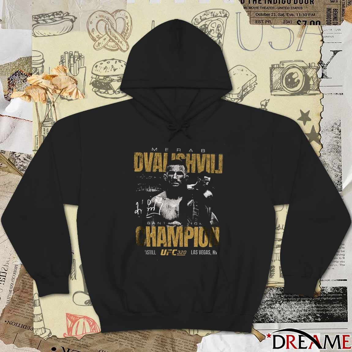 UFC 320 Merab Dvalishvili Bantamweight Champion Las Vegas NV And Still Signature t-shirt