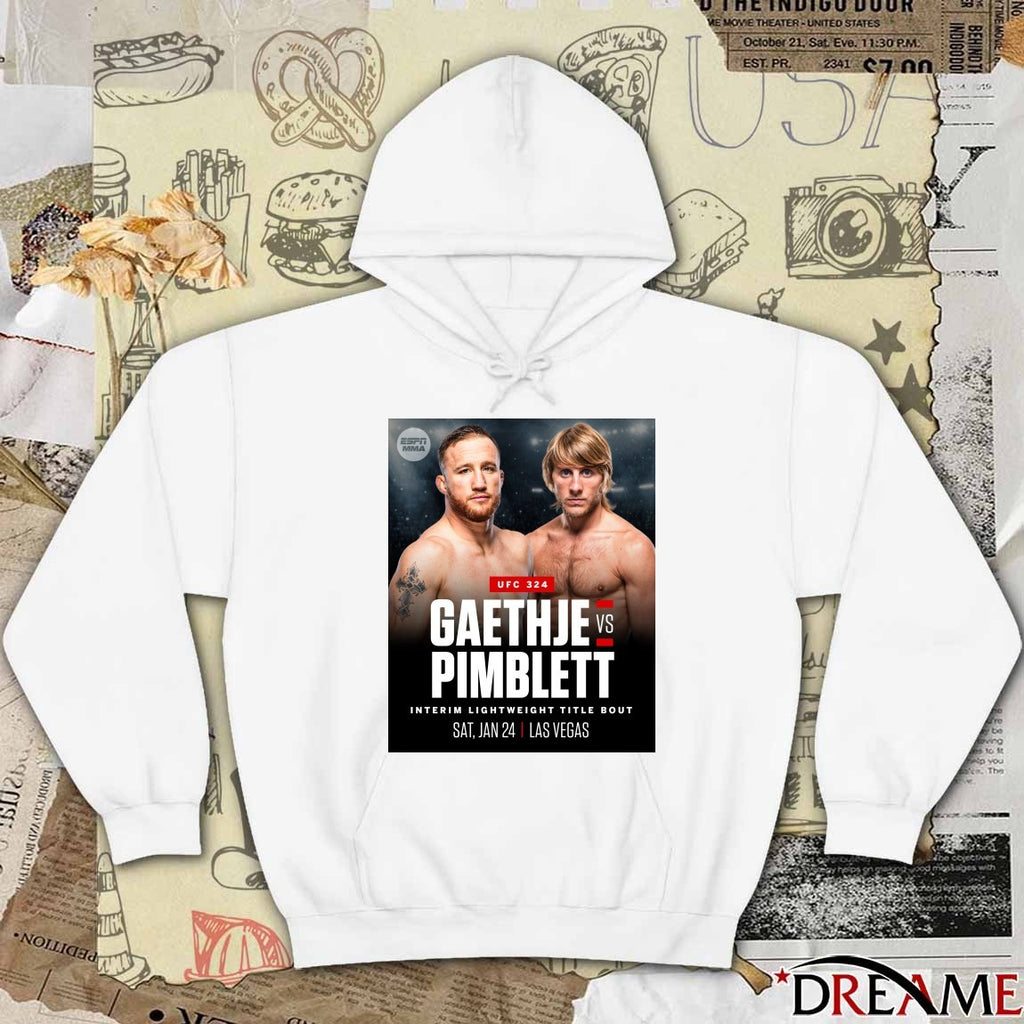 UFC 324 Gaethje Vs Pimblett Interim Lightweight Title Bout Sat, Jan 24 Las Vegas Poster t-shirt