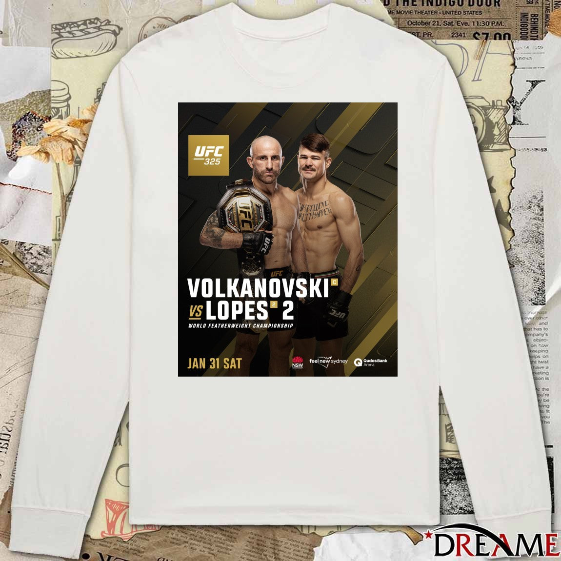 UFC 325 Alexander Volkanovski Vs Diego Lopes World Featherweight Championship January 31 2026 Poster t-shirt