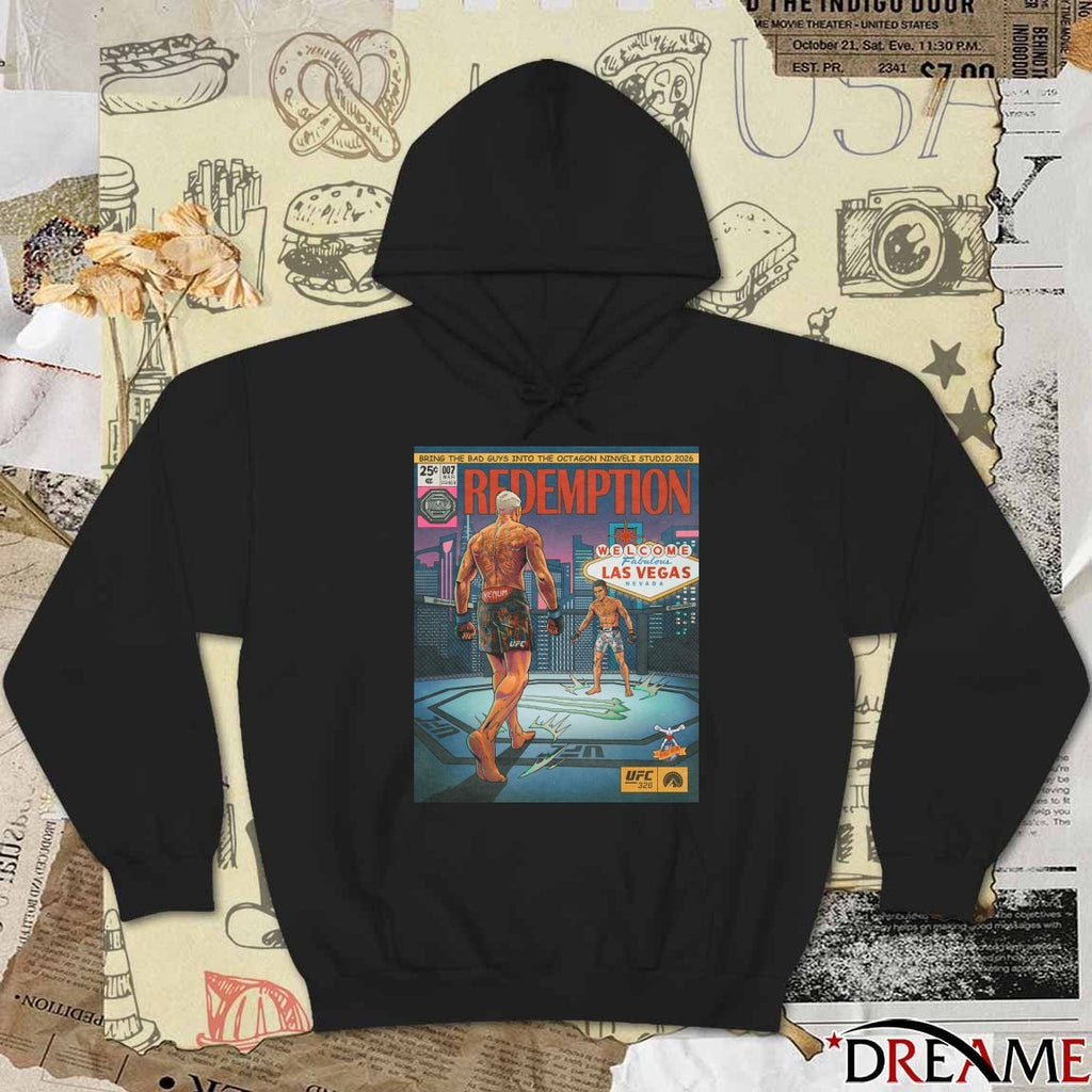 UFC 326 Redemption Welcome Fabulous Las Vegas Nevada Bring The Bad Guys Into The Octagon Vinveli Studio 2026 Poster t-shirt