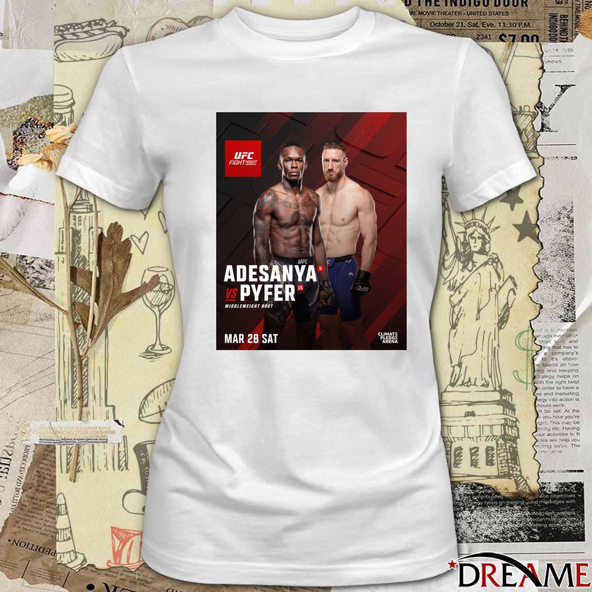 UFC Fight Night Adesanya Vs Pyfer Middleweight Bout March 28 2026 Poster t-shirt