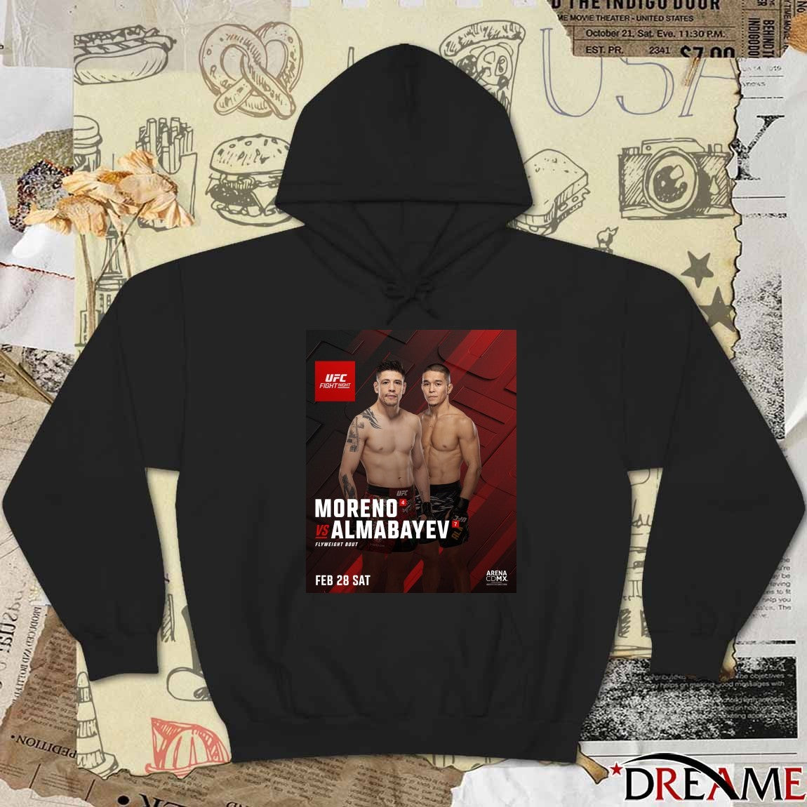 UFC Fight Night Brandon Moreno Vs Asu Almabayev Flyweight Bout February 28, 2026 Poster t-shirt