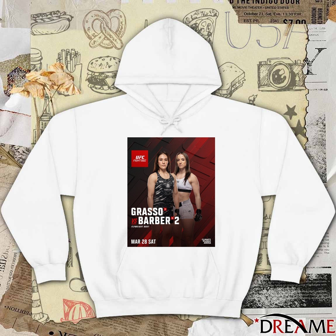 UFC Fight Night Grasso Vs Barber 2 Flyweight Bout March 28 2026 Poster t-shirt