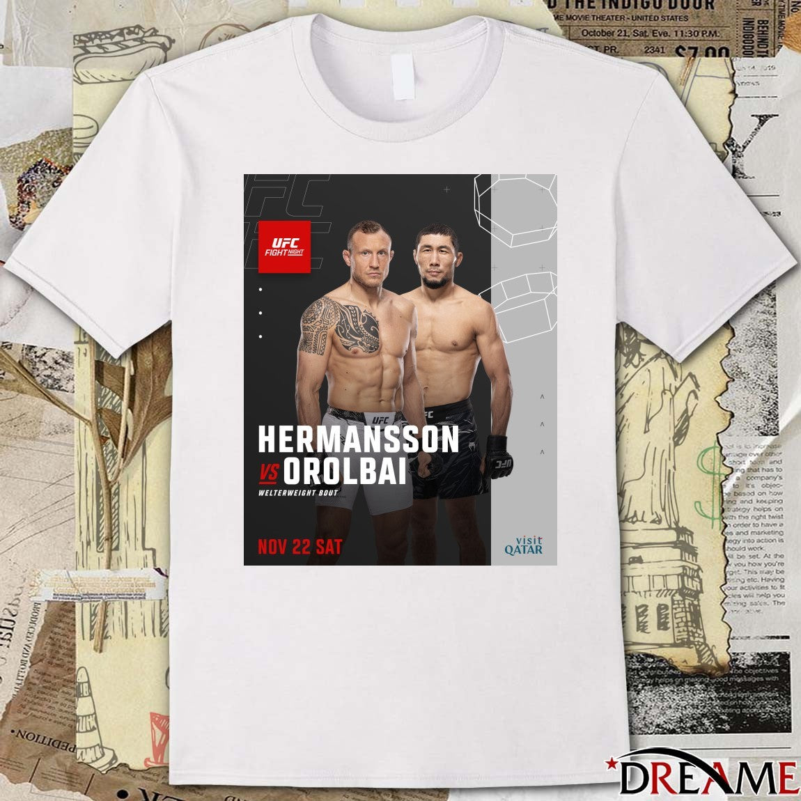 UFC Fight Night Hermansson Vs Orolbai Welterweight Bout November 22 2025 Poster t-shirt