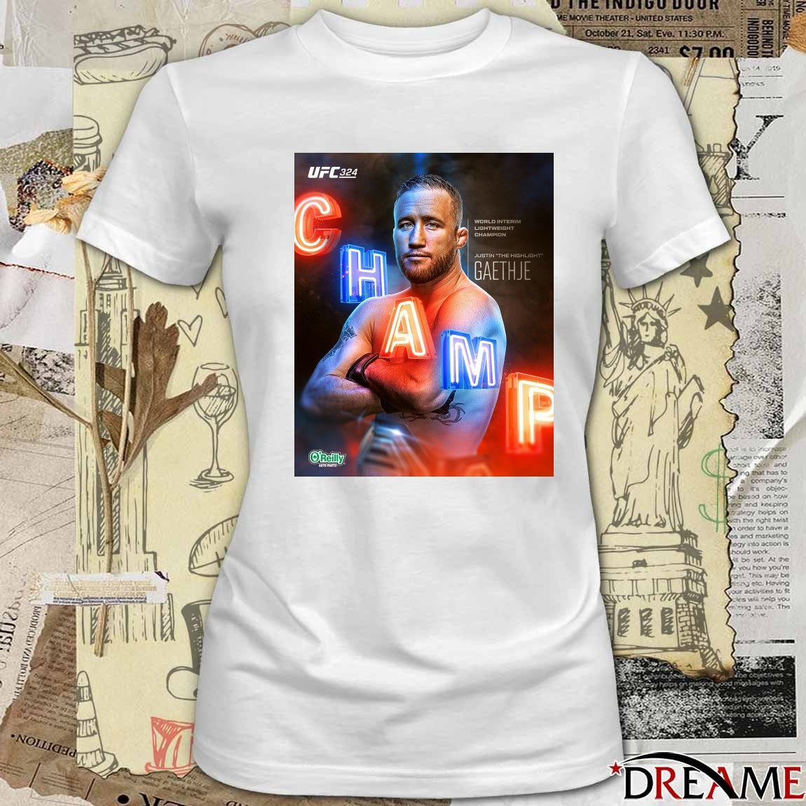UFC Justin The Highlight Gaethje World Interim Lightweight Champion Poster t-shirt