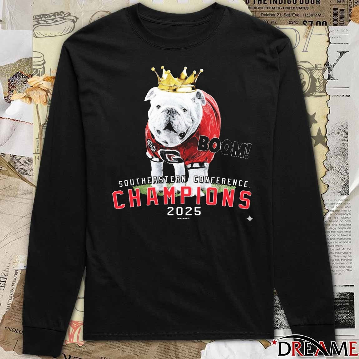UGA Georgia Bulldogs 2025 Southeastern Conference Champions Boom Mascot Crown t-shirt