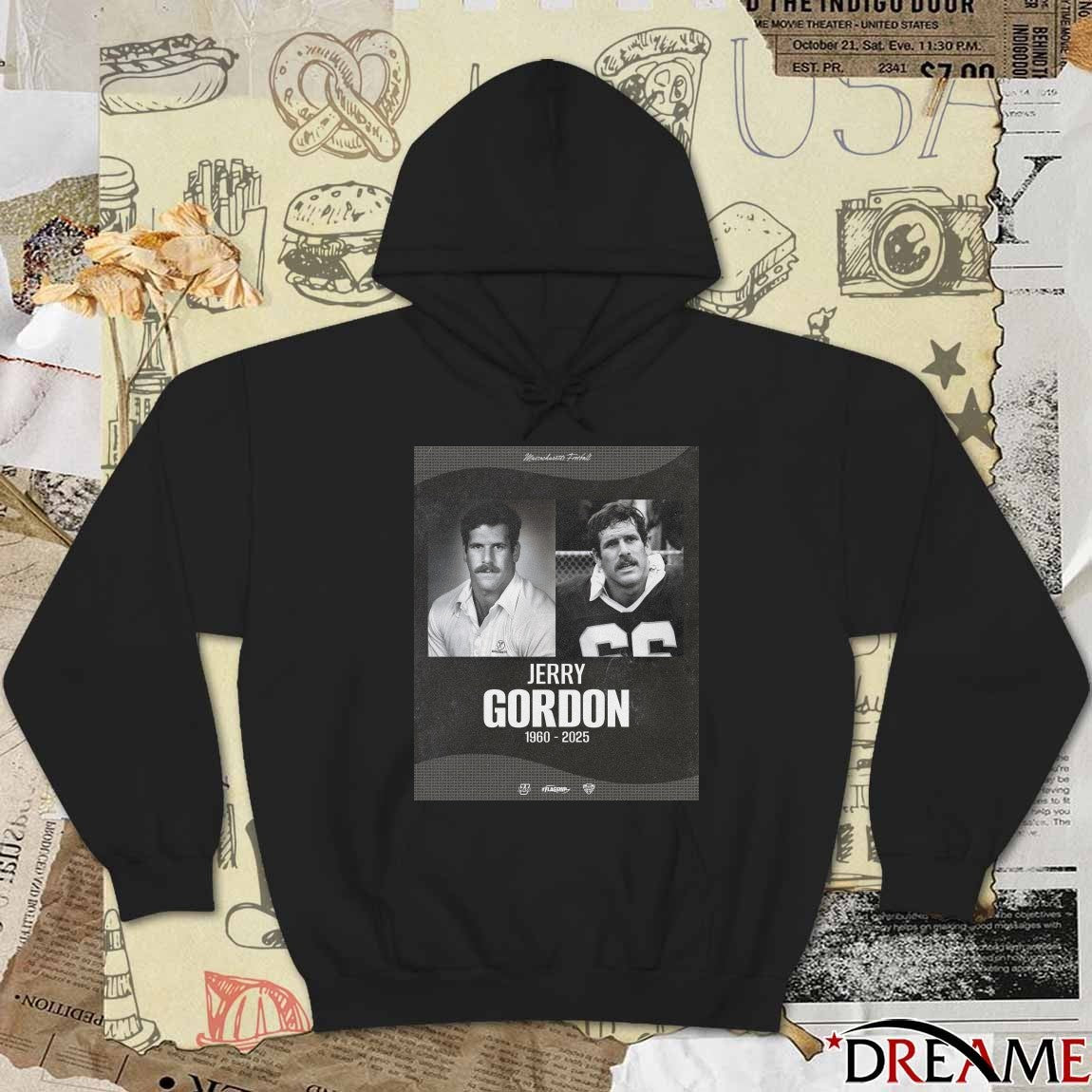 UMass Football Mourn The Passing Of Jerry Gordon 1960 – 2025 Poster t-shirt