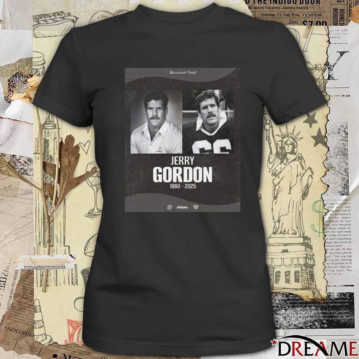 UMass Football Mourn The Passing Of Jerry Gordon 1960 – 2025 Poster t-shirt