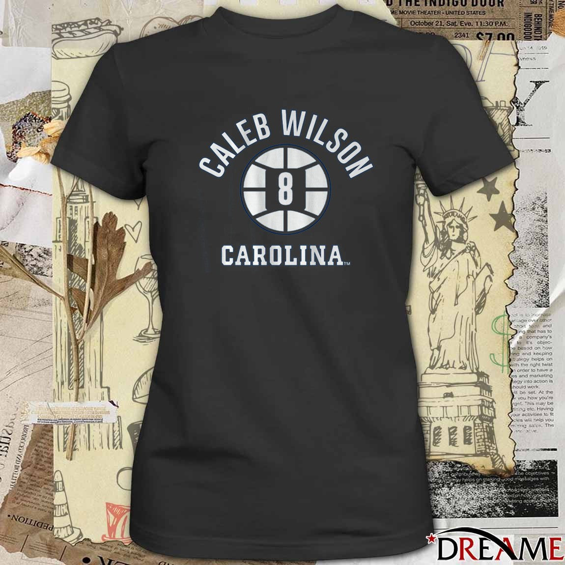 UNC North Carolina Tar Heels Basketball Caleb Wilson Name Number Ball t-shirt