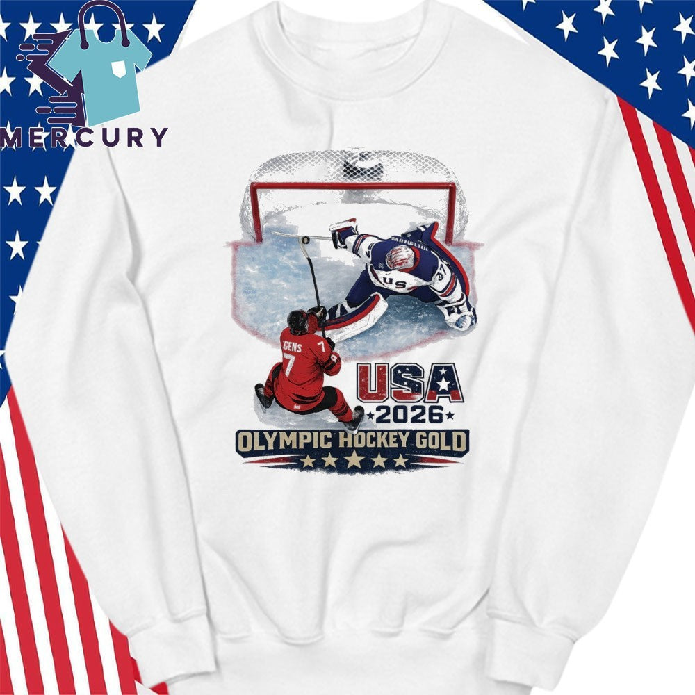 USA Champions Jack Hughes 2026 Olympic Hockey Gold Shirt