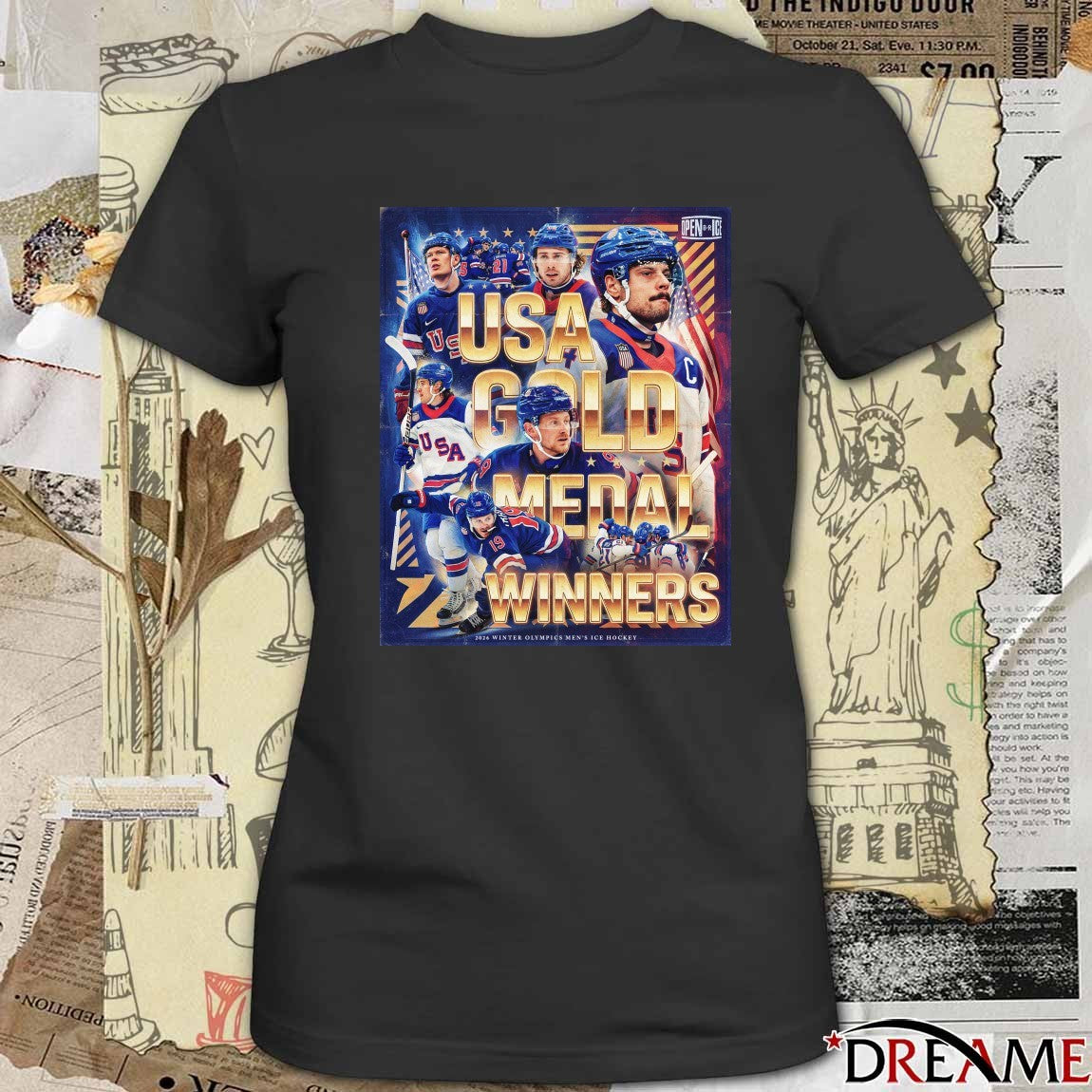 USA Gold Medal Winners 2026 Winter Olympics Men’s Ice Hockey Open ICE Poster t-shirt