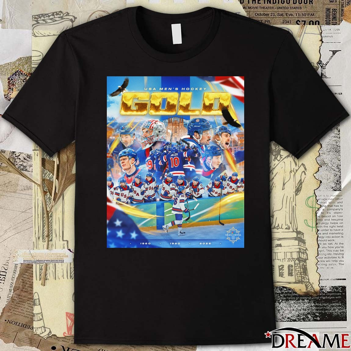 USA Men’s Hockey Gold 1960 – 2026 Winter Olympics Milan Cortina Poster t-shirt