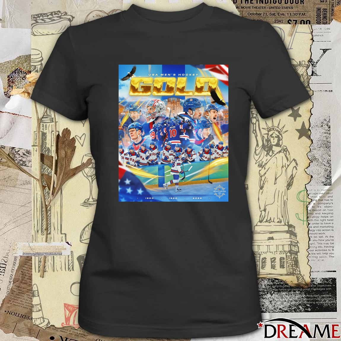 USA Men’s Hockey Gold 1960 – 2026 Winter Olympics Milan Cortina Poster t-shirt
