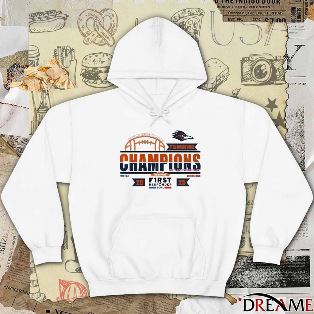 UTSA Roadrunners 2025 SERVPRO First Responder Bowl Champions Ford Field Detroit MI Locker Room t-shirt