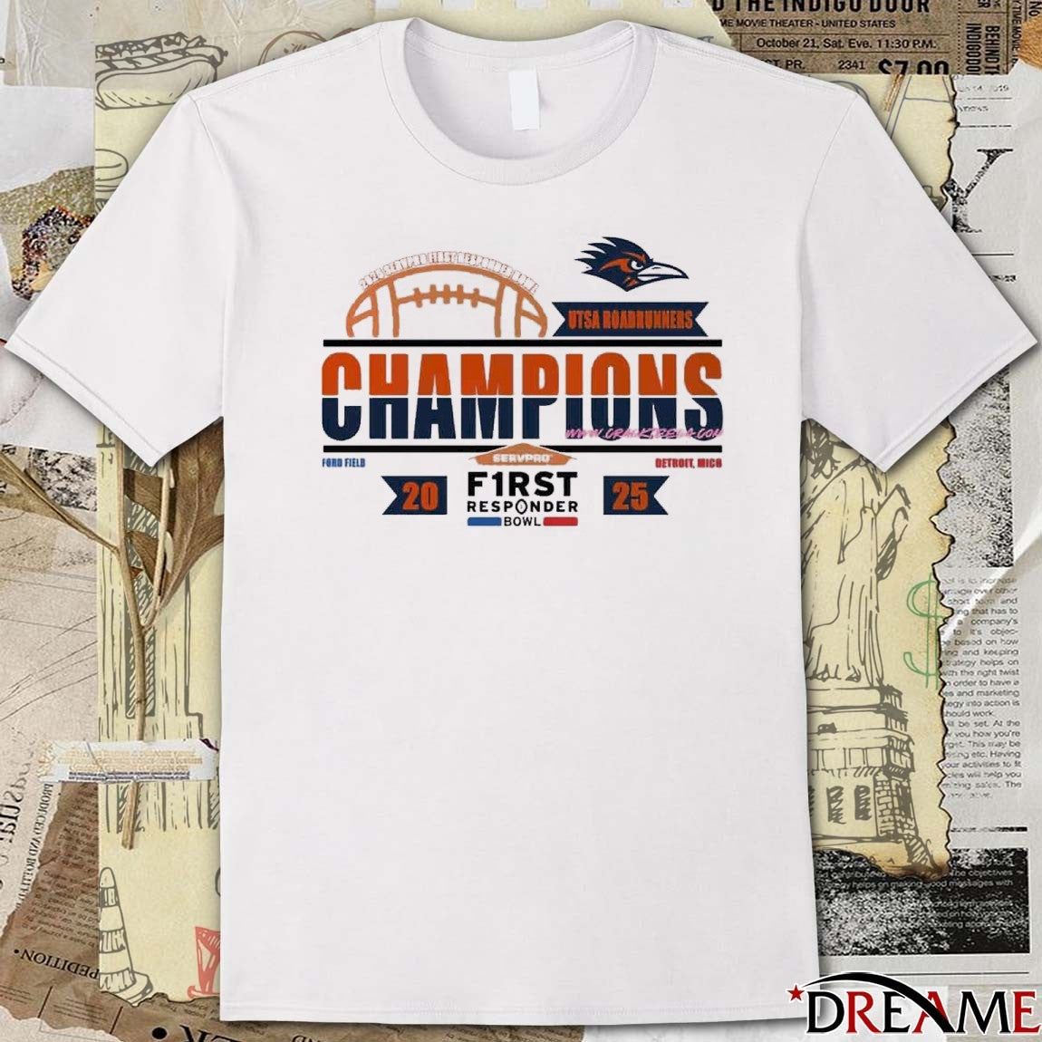 UTSA Roadrunners 2025 SERVPRO First Responder Bowl Champions Ford Field Detroit MI Locker Room t-shirt