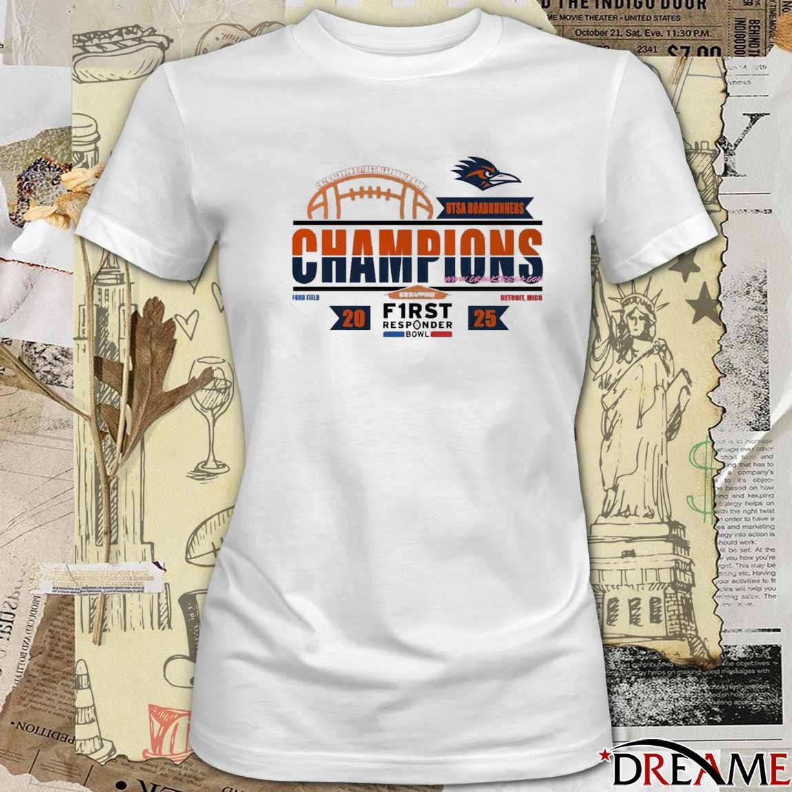UTSA Roadrunners 2025 SERVPRO First Responder Bowl Champions Ford Field Detroit MI Locker Room t-shirt