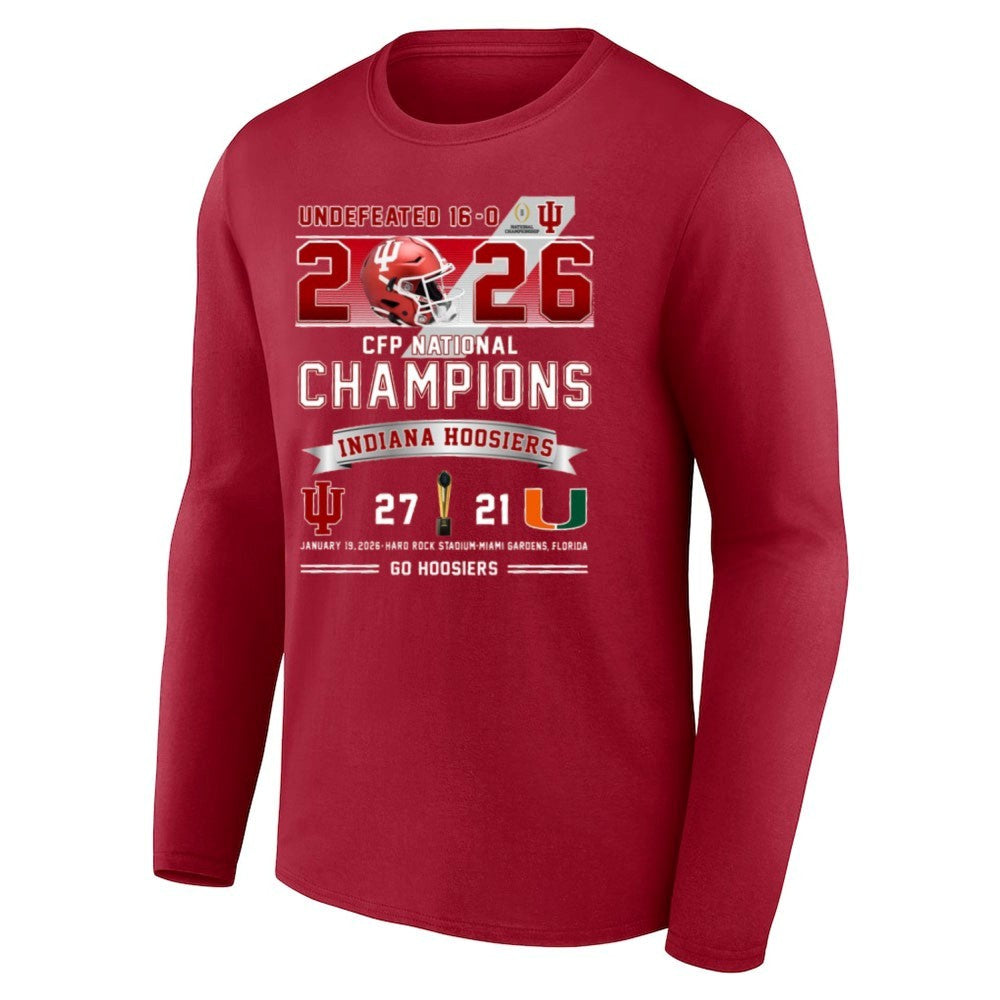 Undefeated 16-0 2026 CFP Champions Indiana 27 Miami 21 Go Hoosiers Shirt