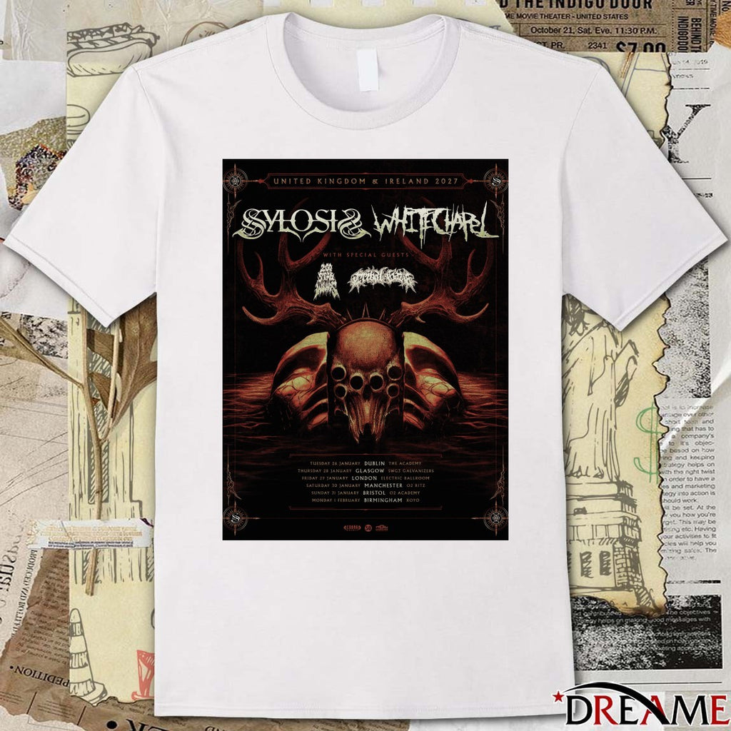 United Kingdom & Ireland Sylosis and Whitechapel January and February 2027 Poster t-shirt