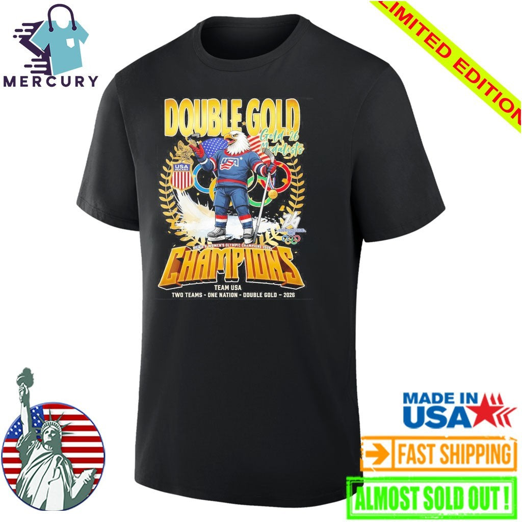 United States Men’s Ice Hockey Team 2026 Double Gold Two Teams Shirt