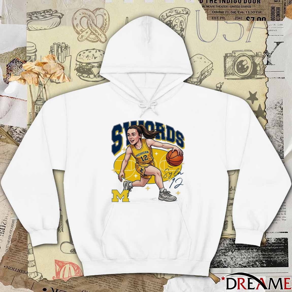University of Michigan Basketball Syla Swords Caricature Signature t-shirt