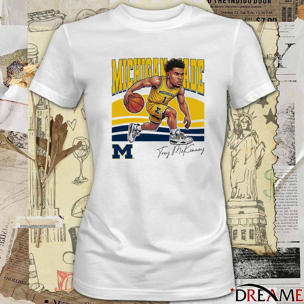 University of Michigan Basketball Trey McKenney Michigan Made Caricature Signature t-shirt