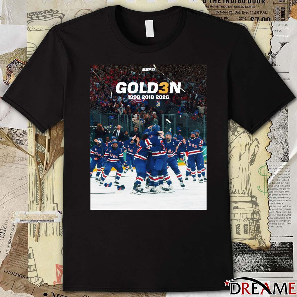 Usa Women’s Hockey Will Take Home The Gold For The Third Time 1998 2018 2026 t-shirt