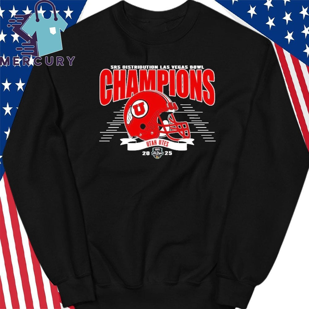 Utah Utes 2025 SRS Distribution Las Vegas Bowl Champions Helmet Shirt