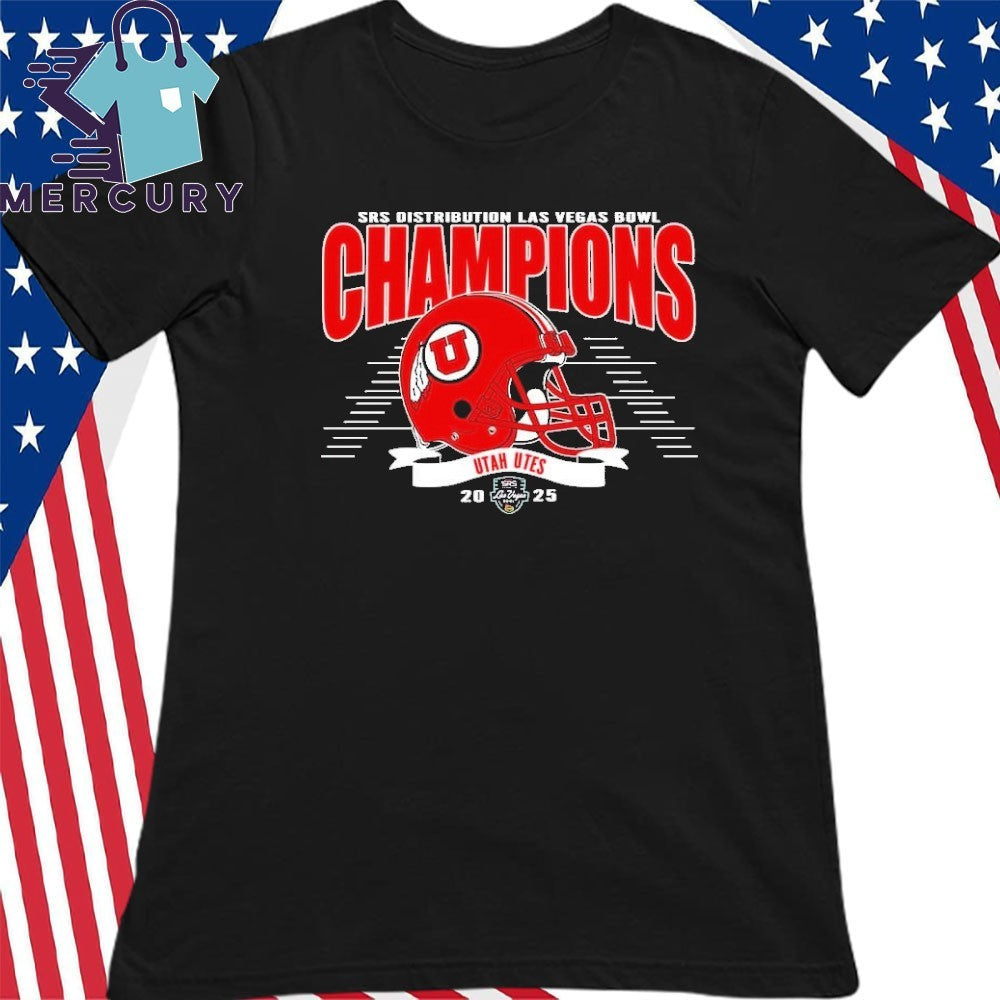 Utah Utes 2025 SRS Distribution Las Vegas Bowl Champions Helmet Shirt