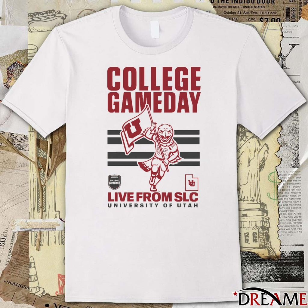 Utah Utes ESPN College GameDay Utah Flag Live From SLC University Of Utah 2025 t-shirt