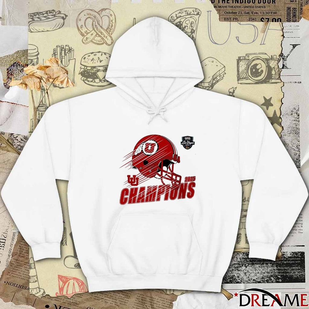 Utah Utes Football Claim Champions 2025 SRS Distribution Las Vegas Bowl Helmet t-shirt