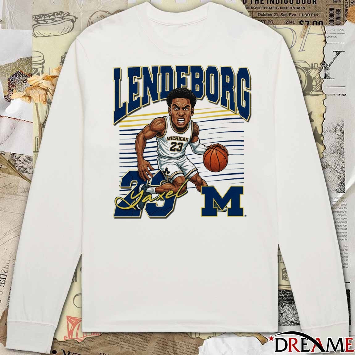 Valiant University of Michigan Wolverines Basketball Yaxel Lendeborg Caricature t-shirt