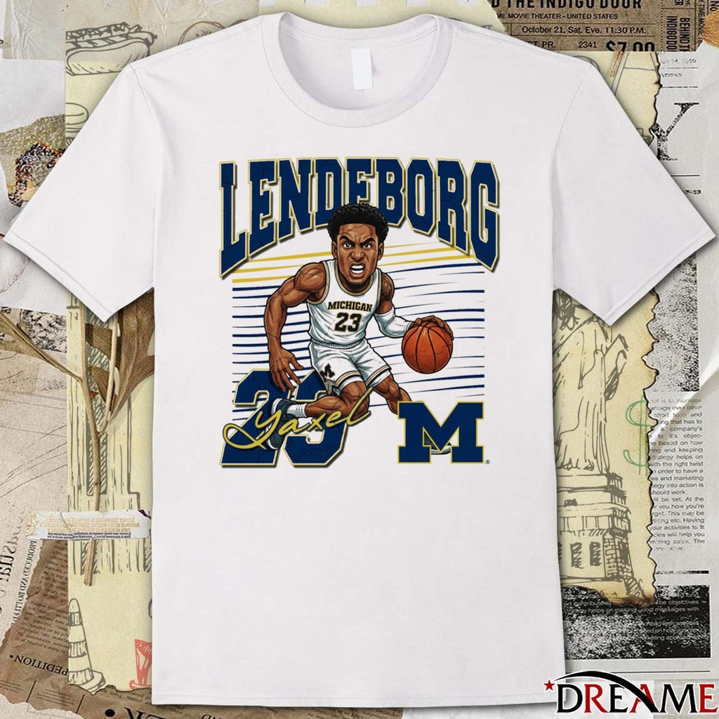 Valiant University of Michigan Wolverines Basketball Yaxel Lendeborg Caricature t-shirt