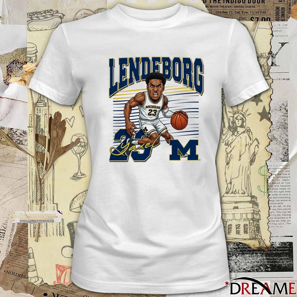 Valiant University of Michigan Wolverines Basketball Yaxel Lendeborg Caricature t-shirt