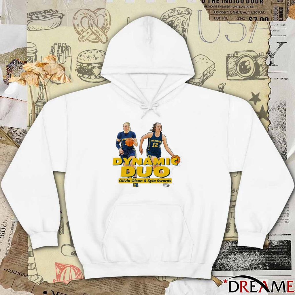 Valiant University of Michigan Women’s Basketball Olivia Olson and Syla Swords Dynamic Duo t-shirt