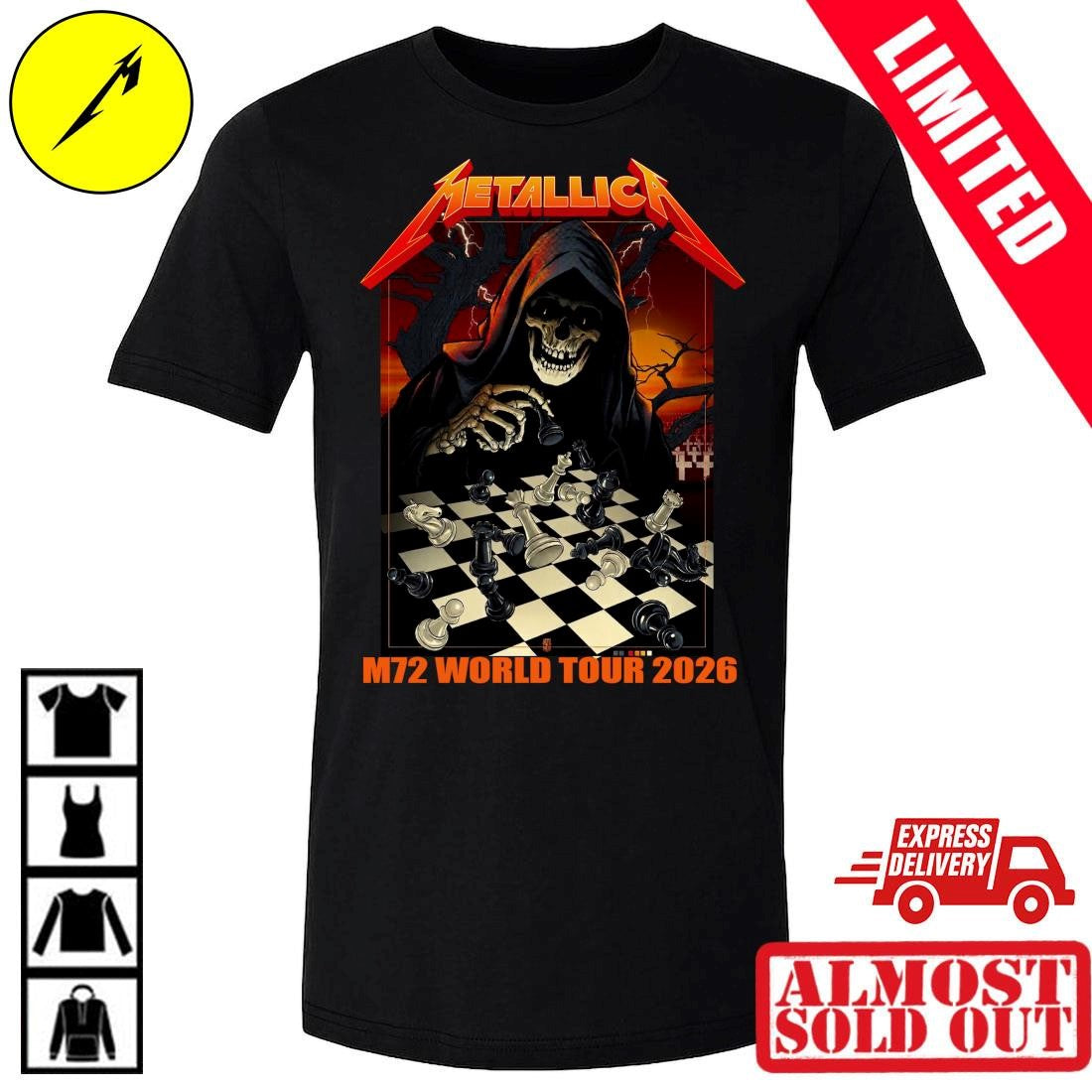 Vance Kelly Metallica Frankfurt 2026 Pop Up Shop Skeleton Chess Poster Shirt