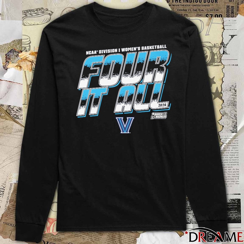 Villanova Wildcats 2026 NCAA Division I Women’s Basketball Four It All March Madness t-shirt