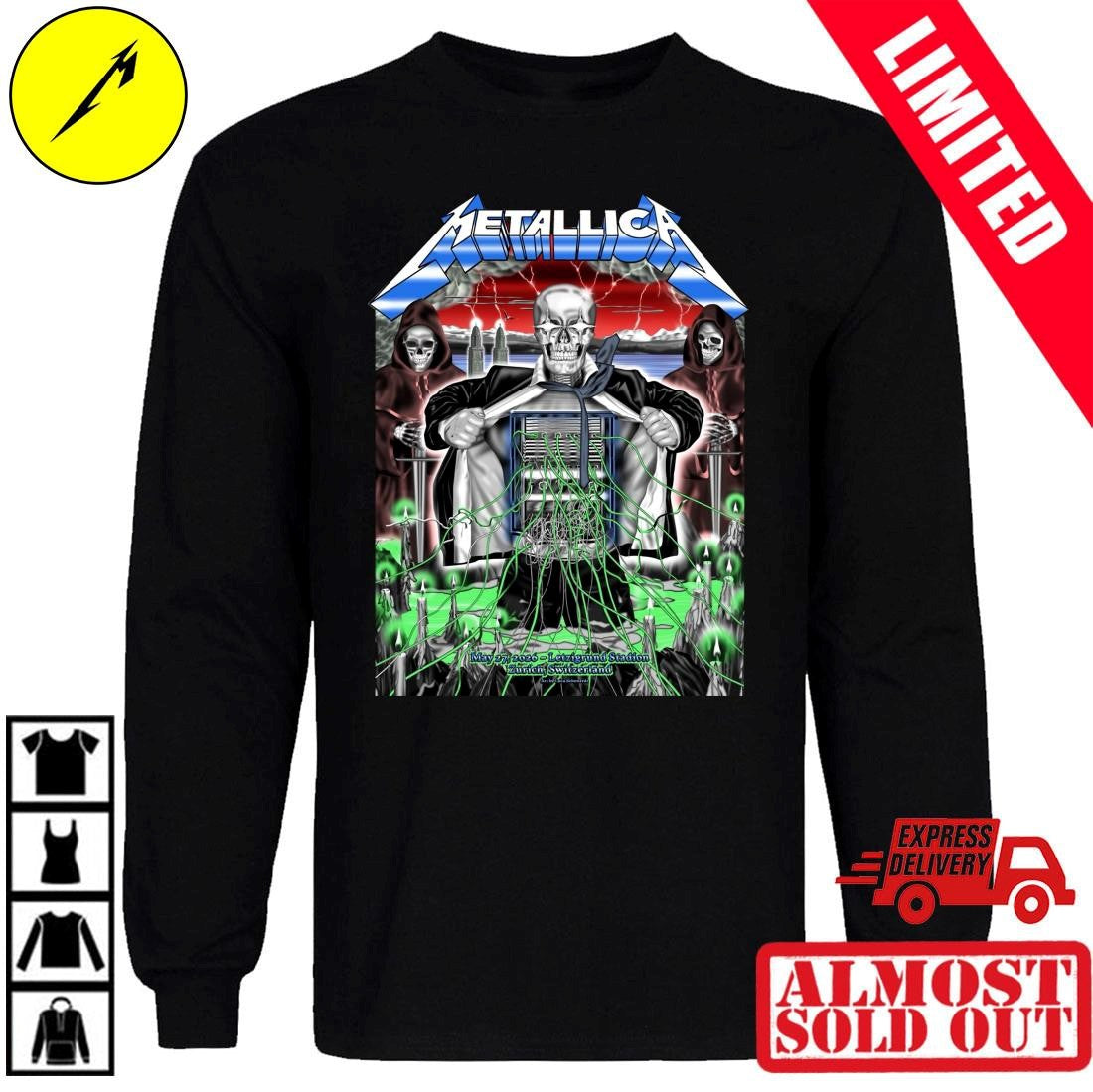 Vintage Metallica Zürich Pop-Up Shop T-Shirt May 27 2026 Art by Luca Schenardi