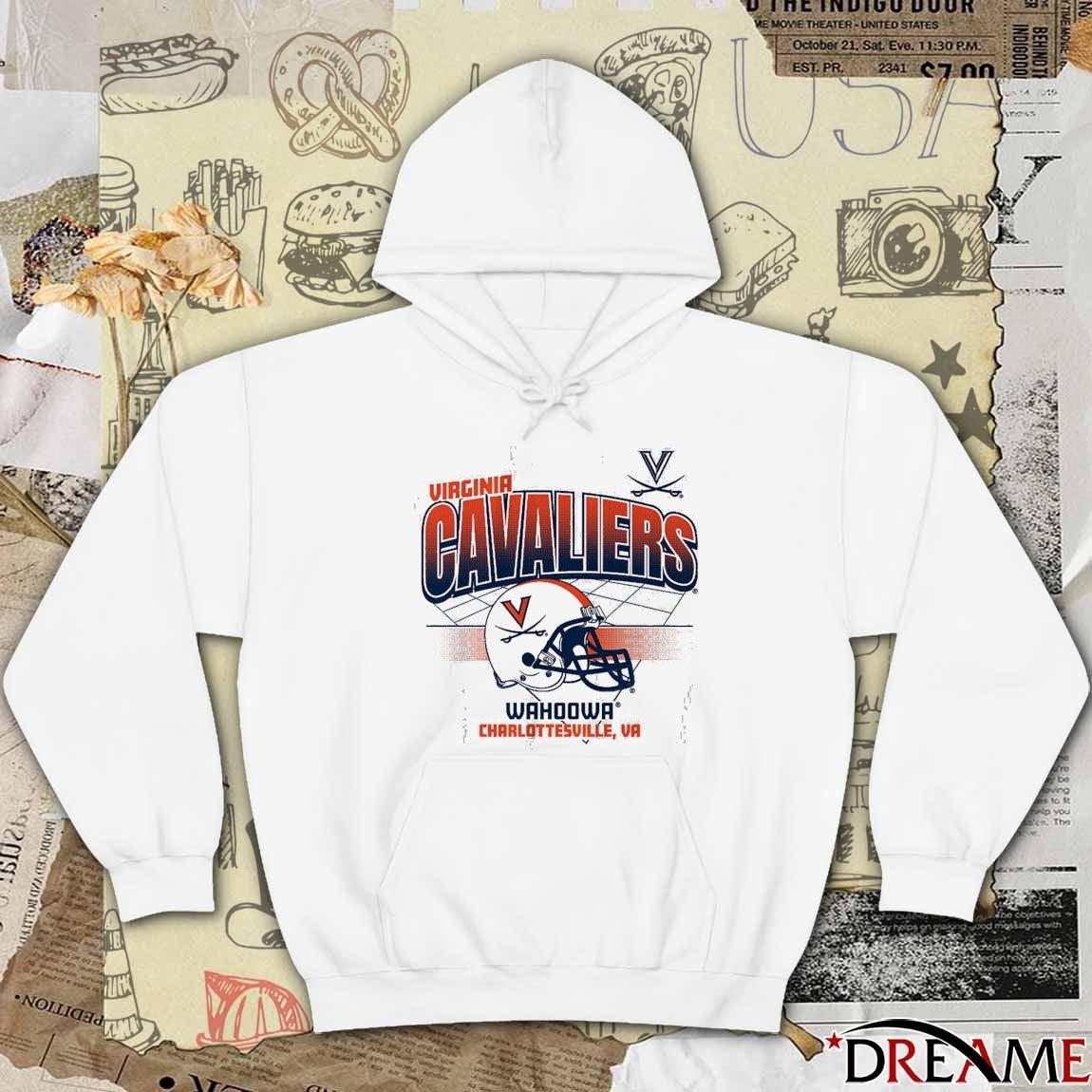 Virginia Cavaliers Football Wahoowa Charlottesville VA Helmet Grid t-shirt