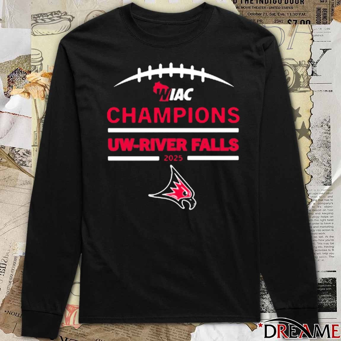 WIAC Champions UW-River Falls Football 2025 t-shirt
