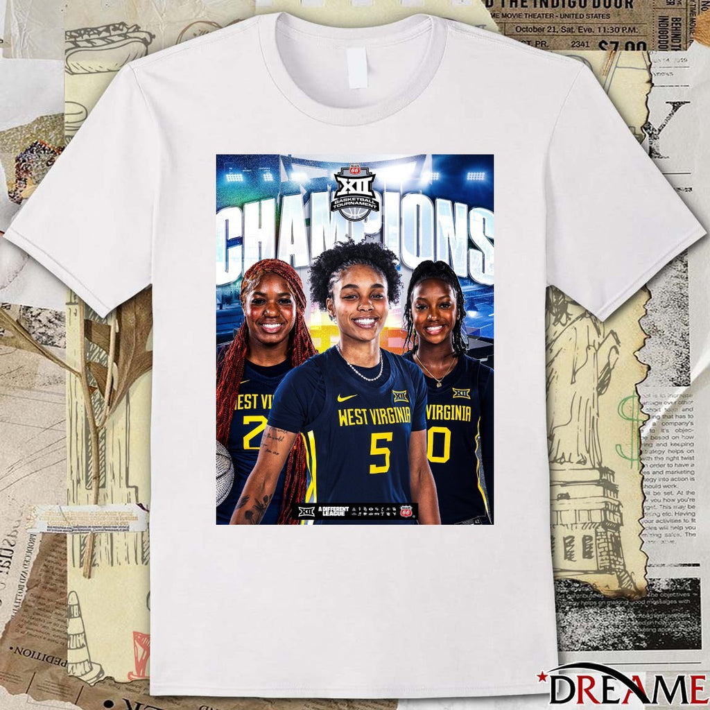 WVU West Virginia Mountaineers Big 12 Women’s Basketball Tournament Championship Poster t-shirt