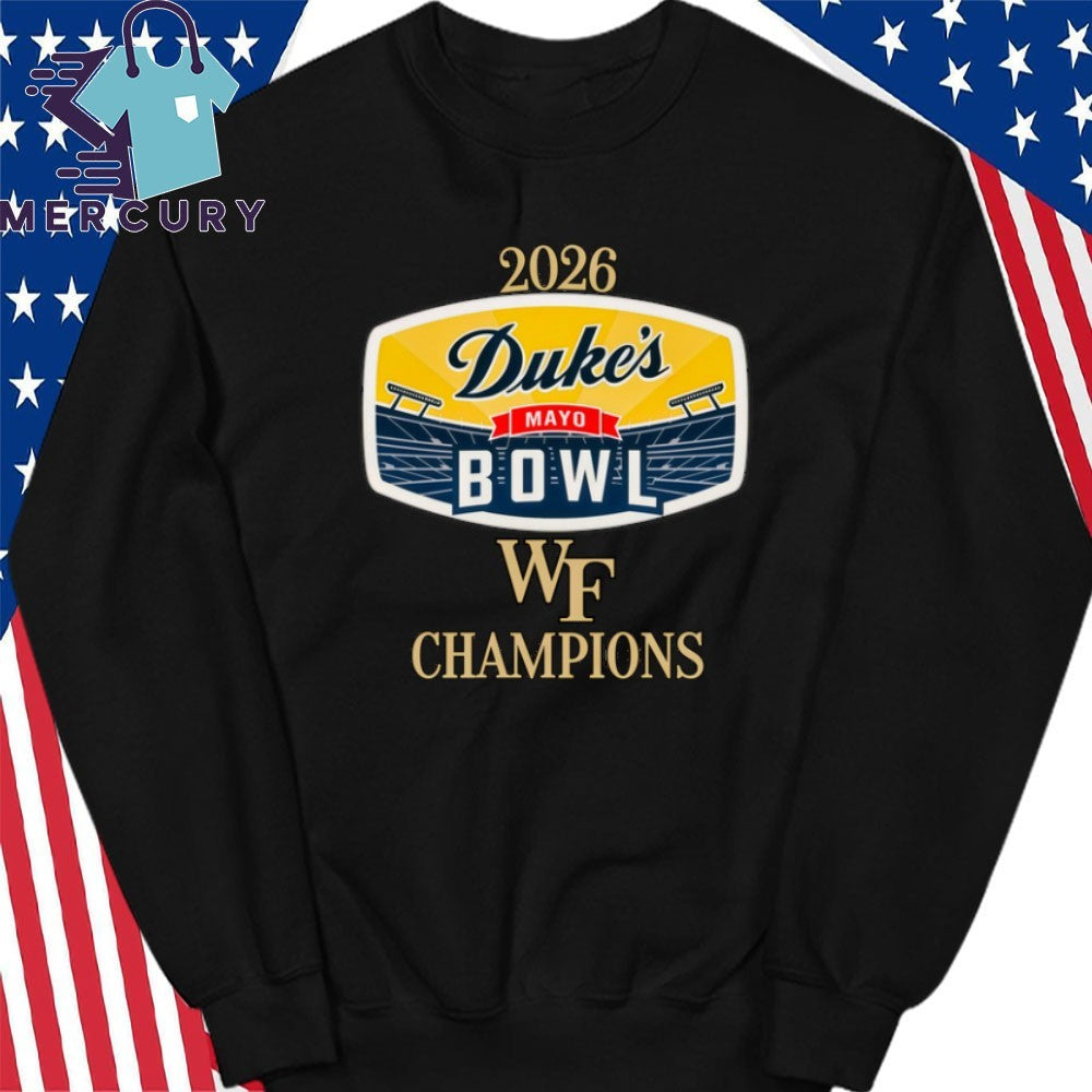 Wake Forest Demon Deacons 2026 Duke’s Mayo Bowl Champions Logo Shirt